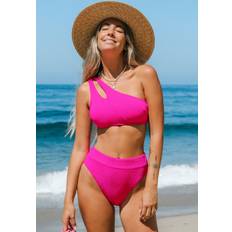 Solid Colour Bikini Sets Teeny Tube Top - Hot Pink