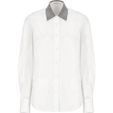 Hemden Brunello Cucinelli Elegant Poplin Shirt with Shimmering Collar Trim - White