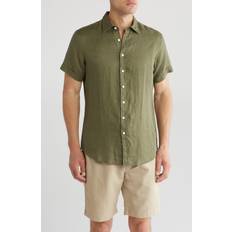 Linen Shirts Men's Button Down Flannel Shirt - Khaki