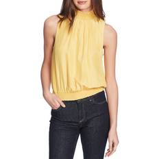 Smock Detail Satin Halter Top - Canary Gold