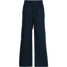 Silk Pants Slim-Fit Trousers - Blue