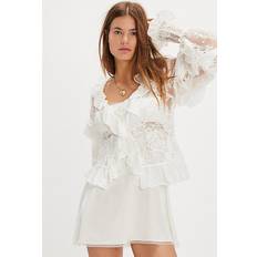 Yellow Blouses Holiday Lace Blouse - White