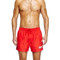 Diesel Men Swimwear Diesel Mid-Length Swim Shorts With Logo Print - Red