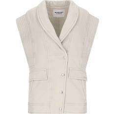 Denim Chalecos Denim Vest with Logo - Beige