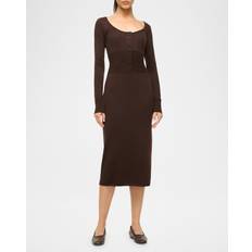 Merino Wool Dresses Mac Duggal Wool Midi Dress Large - Dark Chocolate
