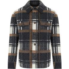 Percy Check Shirt Jacket - Grey Brown