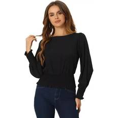 Bluser Women's Long Sleeve Round Neck Blouse - Black