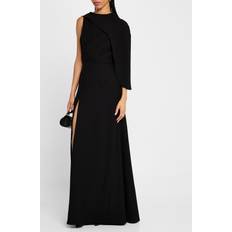 Black Halo Asymmetric Draped Crepe Gown -