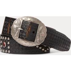 Ralph Lauren Studded Leather Belt - Black/Over Brown