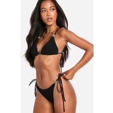 boohoo Bikini Broekje Met Stenen Zoom En Zijstrikjes - Black