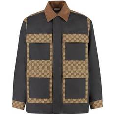 Gucci Outerwear Gucci Mens Cotton Jacket with Contrasting Collar - Grey