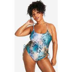Boohoo M Shirts boohoo Womens Plus Abstract Animal Ruched Swimsuit - Multi