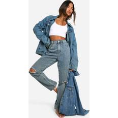 Boohoo Jeans boohoo High Waisted Straight Jeans - Blue