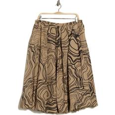 Adrianna Papell Skirts Adrianna Papell Printed Bubble Hem Skirt - Khaki/Black Ripple Geo