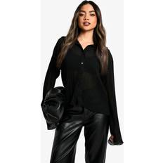 Men Tops boohoo Womens Pleated Fitted Shirt - Black