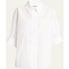 Three-Quarter Sleeve Poplin Blouse - Optic Whit