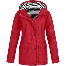 5XL Rain Jackets & Rain Coats Women’s Hooded Rain Jacket - Red