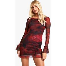 boohoo Leopard Floral Mix Chiffon Corset Dress - Multi