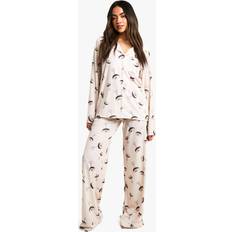 Beige - Women Pyjamas boohoo Espresso Print Long Sleeve Pyjama Set - Beige