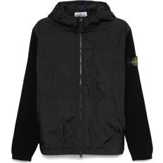 Stone Island Hooded Zipped Jacket Bi-Materials - Black