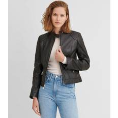 Leather Jackets - Unisex Belted Zipped Leather Jacket - Black