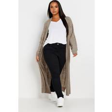 Cardigans Yours Maxi Cable Knit Cardigan - Beige/Black