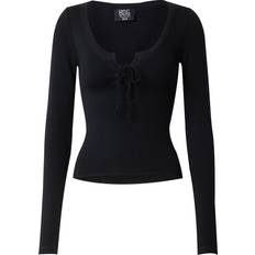 Merinowolle Blusen Shirt - Schwarz