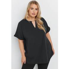 Black - Women Blouses Yours Curve Notch Neck Blouse Plus Size - Black