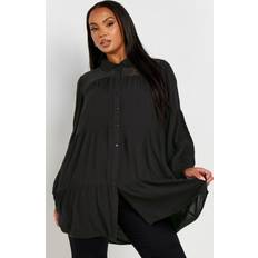 Yours Curve Black Tiered Lace Shirt - Black