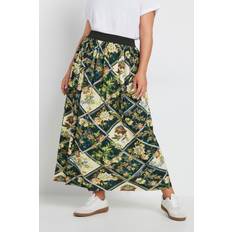 Yours Printed Pleated Maxi Skirt - Green