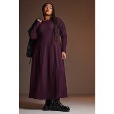 Yours Curve Textured Flared Maxi Dress - Purple