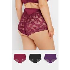 Yours 3 Pack Curve Back High Waisted Knickers - Red/Purple