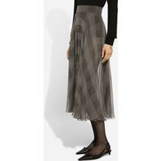 Dolce & Gabbana Grey Skirts Dolce & Gabbana Longuette Tellerrock Aus Seidenchiffon Mehrfarbig