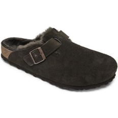 Birkenstock Boston Shearling Suede Leather Clogs - Brown