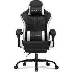 Children Gaming Chairs GTPLAYER Gaming Chair, Computer Chair for Kids and Adults Office Chair, Linkage Armrests and Footrest, High Back Ergonomic PC Chair with Lumbar Support (White)