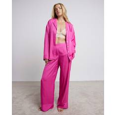River Island Pyjamassæt I Satin Med Striber - Lyserød