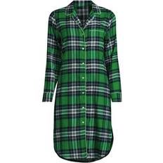 Green - Women Nightgowns Lands' End Knielanges Flanell-Nachthemd - Grün