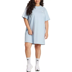 Dresses Adidas 3-Stripes Short Sleeve T-Shirt Dress in Wonder Blue/White, 1X