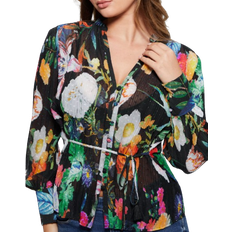 Black - Women Blouses Guess Lisette Printed Top Garden Glow Multi