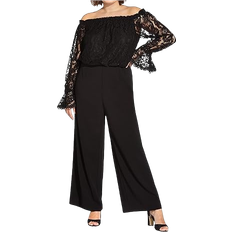 Adrianna Papell Jumpsuits & Overalls Adrianna Papell Papell Womens Off Shoulder Lace Top - Black