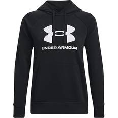 Under Armour Women Tops Under Armour Womens Rival Fleece Big Logo Hoodie 001 Black White