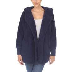 White Outerwear White Mark Women's Plush Hooded Pockets Jacket Navy