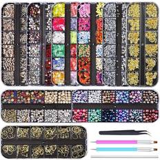 Artdone 9 Boxes Nail Rhinestones,Nail Gems Nail Diamonds,Nail Art Studs Nail Crystals Nail Sequins Kit