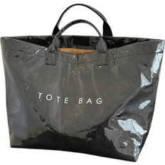 Shein Large capacity PVC transparent jelly bag, waterproof shopping bag, Korean neutral style tote bag, INS fashionable retro casual street hipster tote bag, Japanese slouchy bag, suitable for high school and university students on the way to school, trendy sports bag / yoga bag / travel bag or mother's bag, minimalist celebrity-inspired handbag with letter pattern, crumpled texture, multi-layer paper and high quality