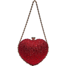 Red - Women Clutches Shein Clutch Bag For Banquet And Formal Occasion, Red Heart Shaped Rhinestone Decor Evening Bag Fashion Handbag With Metal Strap For Women To Be Used