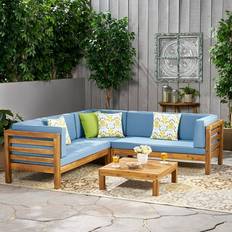 Wood Outdoor Lounge Sets Oana 5 Seater V Shaped Sectional Sofa 88.50 x 88.50 x 26.50 in Outdoor Lounge Set