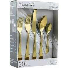 Metal Cutlery Sets MegaChef Gibbous Flatware Utensil of 4 in Gold 20 Piece Cutlery Set