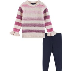 Beige Autres Ensembles Andy & Evan Baby Girls Sweater and Legging Set - Oatmeal Stripe