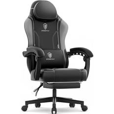 Dowinx Gray Gaming Chairs Dowinx High Back Leather Gaming and Office Chair with Footrest Gray