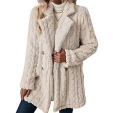 Calvin Klein Dame Frakker Calvin Klein Non Quilt Padded Hooded Jacket - Cream